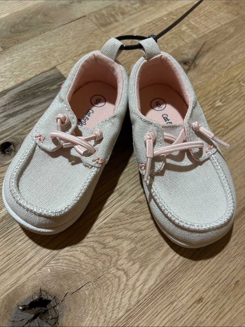 Cat & Jack Girls' Canvas Slip-On Moccasins in Cream and Light Pink